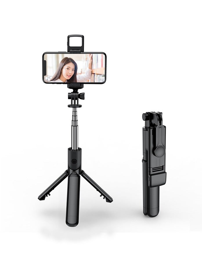 DUNELIFE 3-in-1 Selfie Stick Tripod with Fill Light, Extends 19.3cm to 105cm, 10m Bluetooth Remote & 300° Rotation for All Phones - Image 1